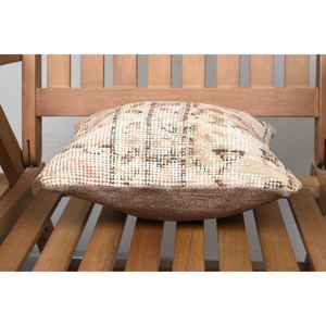 Beige Wool Kantha Patchwork <b>Pillow</b> 12x12 Inch Luxury Vintage Embroidered Fluffy Rustic <b>Throw</b> <b>Pillow</b> for Floor Use - Product Image 5