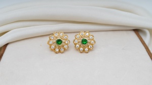 Pendientes de aro hechos a mano pequeños, nuevo estilo, chapados en oro sólido, pendientes de aro verde, piedras CZ para fiestas, regalos, joyería de moda para aniversario - Product Image 6