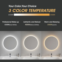 Miroir de salle de bain rond rétroéclairé avec éclairage LED, sans cadre, anti-buée, à intensité variable, 600 mm, 24 pouces, fabriqué par Circle