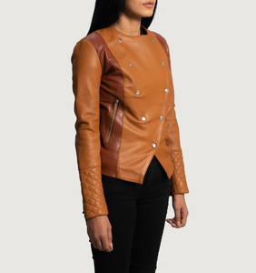 Veste en cuir respirante personnalisée de haute qualité pour femmes, vêtements d'extérieur à la mode d'hiver - Product Image 2