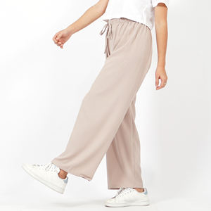 Pantalones largos informales sueltos transpirables con cintura elástica para mujer, Pantalones rectos Hani - Product Image 2