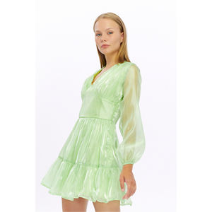 ชุดเดรสผ้าทูลทรงเอ็มไพร์เวสต์พร้อมแขนเสื้อแบบจับจีบ - Product Image 1