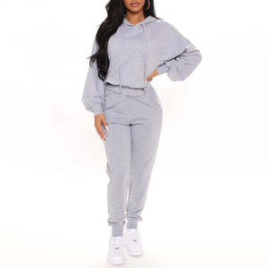 Ensemble de jogging 2 pièces en polaire 100% coton personnalisé pour femmes ensemble de jogging combinaison ensemble de jogging vierge - Product Image 4