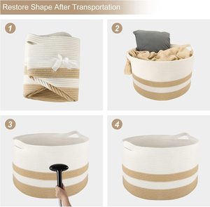 Hot Sale <b>Basket</b> Cotton Rope, Large Blanket <b>Basket</b> Laundry <b>Hamper</b> <b>for</b> Throws, Pillows, Blanket OEM Made in Vietnam - Product Image 4