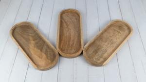 Vajilla Bandeja ovalada de madera de mango Color nogal oscuro Nuevo diseño Bandeja de servicio para decoración de bodas y cocinas - Product Image 4