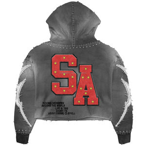 ชุดเซ็ตเสื้อฮู้ดดี้และกางเกงขายาวทรงบานแบบสั่งทำพิเศษ ปักลายขนาดใหญ่ กางเกงทรงหลวม สไตล์สเวตสูท ลุคย้อนยุคฟอกสีแบบแอซิดวอช  สำหรับผู้ชาย - Product Image 4