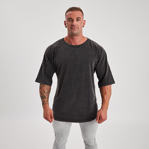 T-shirt tricoté oversize pour homme, col rond, 100% coton, 280 g/m², grammage lourd, écologique, respirant, décontracté, vente en gros - Product Image 1