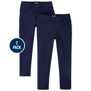Uniformes escolares azules de talla grande para niñas, paquete de 2 uniformes Jeggings de punto Ponte para la escuela - Product Image 3