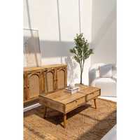 Table basse en bois tiroirs en rotin Lily