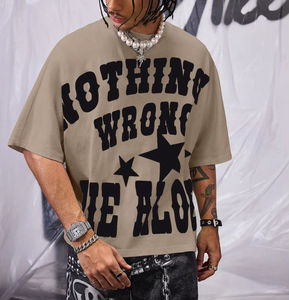 Camiseta Oversize para Hombre de Algodón de Alta Calidad, Tejido Grueso, Lavado Ácido Personalizado, Diseño Corto con Serigrafía Estilo Urbano - Product Image 1