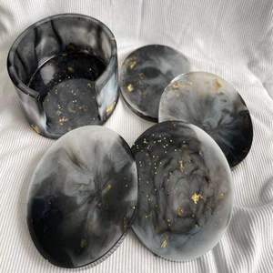 Artistic <b>Wooden</b> <b>square</b> Coasters Glossy Abstract Marble Handmade Mats High Quality Perfect for Modern Home Decor Gifting Sets - Product Image 5