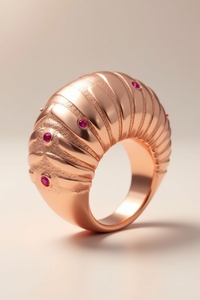 แหวนครัวซองต์ทับทิมและเพชรสีทอง18K แหวนกุ้งหรูหราเครื่องประดับแบบกำหนดเอง - Product Image 5