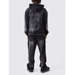 Sweat-shirt ample de haute qualité à col en V et blocs de couleur, à manches longues, avec broderie de lettres imprimées, pour homme - Product Image 2