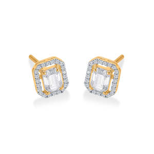 Pendientes de Cristal para Mujer - Aretes Angulares con Encanto en Oro Amarillo - Product Image 4