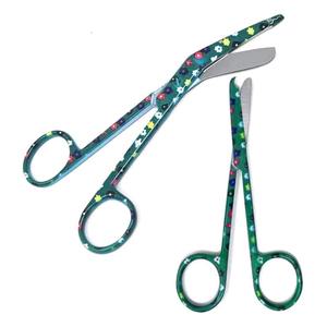 Juego de 2 Tijeras para Vendajes de 5.5 Pulgadas, Tijeras para Suturas de 4.5 Pulgadas, Acero Inoxidable Manual, Patrones Coloridos de Cebra Roja, Certificación CE Clase II - Product Image 1