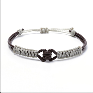 Bracelet de surfeur en cuir véritable et fil de cire fait à la main Bracelet de noeud de marin vente Bracelet de marin de corde, Bracelet coustmized - Product Image 1