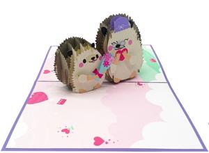 Best Seller 3D Pop-up Hedgehogs Card Top Trending Estilo animal hecho a mano Corte láser Offset Vietnam Artesanías de papel de regalo - Product Image 3