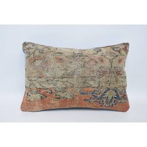 <b>Beige</b> Wool Kantha Patchwork Pillow 16x24 Inch Decorative <b>Cushion</b> Woven Embroidered Vintage Square Print Portable Bedding Floor - Product Image 1