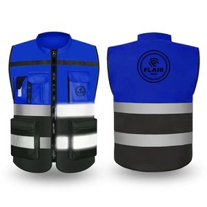 Chalecos reflectantes de seguridad resistentes con 7 bolsillos y cremallera frontal - Product Image 2