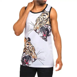 Wholesale Custom Men's Workout Tank <b>Tops</b> Heat-Transfer Printing Gym Compression Wear 100% Cotton Anti-shrink - Product Image 6