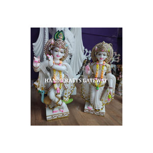 Exclusif Unique Blanc Makrana Marbre Indien Dieu Radha Krishna belle Statue pour le Culte & Krishna Janmashtami - Product Image 1