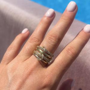 Anillo Apilable Spira con Circonita Blanca en Plata de Ley con Acabado Dorado, 3.49 Quilates, Certificado IGI, Chapado en Rodio - Product Image 5