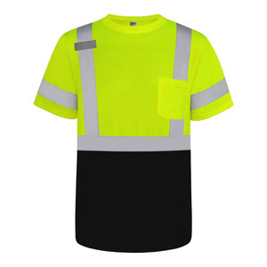 Camisas de trabajo de alta visibilidad para hombre Polo de poliéster con rayas reflectantes características fluorescentes y térmicas - Product Image 1