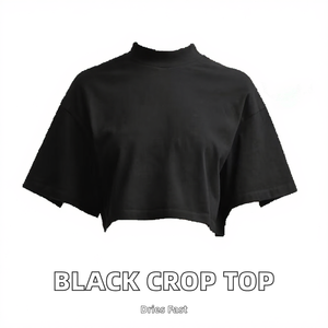 Camisetas Básicas para Mujer con Logotipo Personalizado al por Mayor, Ropa de Gimnasio, Camisetas de Verano, Tops Cortos Negros de Manga Corta, Camisetas Ajustadas - Product Image 2