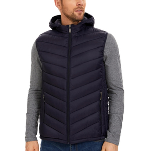 Nuevos hombres de invierno personalizado vida diaria ligero abajo poliéster Puff grueso acolchado chaleco sin mangas Puffer chaqueta hombres ropa Casual - Product Image 1
