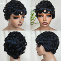 Perruque courte à couches style pixie, 100% cheveux humains, fabriquée à la machine, pour femmes noires, usage quotidien