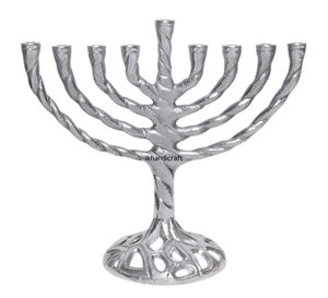 Chandelier Menorah à 9 bras en aluminium brillant, fait main, avec texture martelée, design tendance, nouveau, prix bas, personnalisé, sans flamme, naturel - Product Image 3