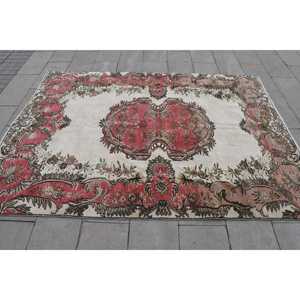 พรมตุรกีโบราณขนาดใหญ่ 6x8.2 ฟุต (184x251 ซม.) พรมขอบสีแดง - Product Image 4