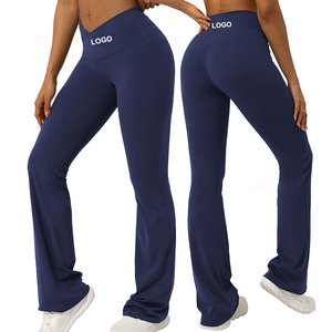 Pantalon de yoga sentiment nu v croisé taille haute pantalon évasé hanche levage pantalon de sport vêtements de sport en gros - Product Image 2
