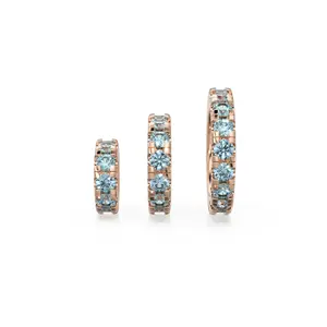 จี้รูปวงกลมทอง 14k ประดับบลูโทแพซ พร้อมตัวเชื่อมสายแบบ Eternity Blue Topaz Band เหมาะสำหรับโอกาสเดือนมีนาคม เป็นของขวัญที่สมบูรณ์แบบ - Product Image 1