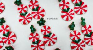 Nouvelles perles de riz arbre de noël boucles d'oreilles perles de riz boucle d'oreille neige flocon de neige canne cerf perles de riz boucles d'oreilles tissées à la main - Product Image 6