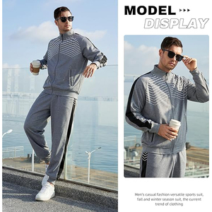 Survêtement pour hommes athlétiques, veste en polyester à fermeture éclair intégrale, tenue décontractée pour l'entraînement, jogging, vêtements légers - Product Image 3