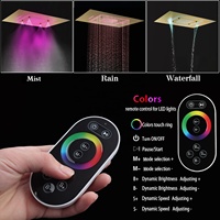 Pomme de douche pluie LED de plafond de 24X32 pouces avec musique Grand système de douche pluie de luxe Fixations Kit de mitigeur thermostatique