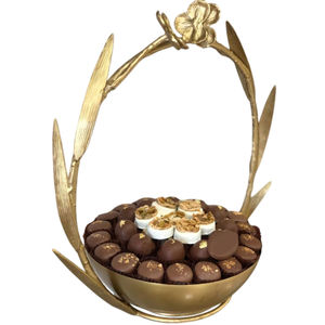 Luxury Golden Metal Decorative Chocolate Dessert Bowl With Handle For Wedding & Party Centerpiece <b>Sweet</b> Display Platter - Product Image 2