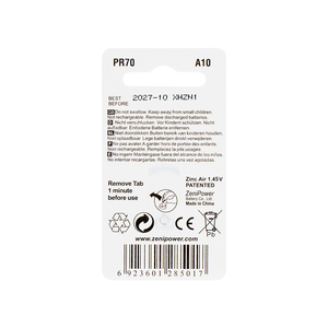 แบตเตอรี่เครื่องช่วยฟังซินค์แอร์ Zenipower รุ่น A10 1.45V สำหรับเครื่องช่วยฟังแบบ BTE และ ITE - Product Image 2