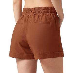 Women's Bermuda Shorts Casual Summer Breathable Quick Dry 100% Cotton Elastic Mid Waist <b>Drawstring</b> Comfy Pull-On Lightweight - Product Image 4