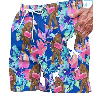 กางเกงขาสั้นชายหาดผ้าโพลีเอสเตอร์สำหรับผู้ชายกางเกงขาสั้นชายหาดผ้าโพลีเอสเตอร์100% ปรับได้มีเชือกผูกแบบลำลองฤดูร้อนสีฟ้าเสื้อผ้าชายหาด - Product Image 1