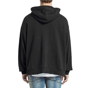 Sweat à capuche d'hiver personnalisé épais, style vintage vieilli, teint uni, respirant, séchage rapide, polyester/coton, vente en gros - Product Image 3