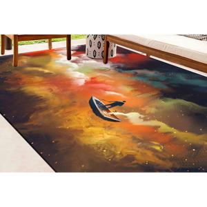 Alfombra Nublada con Diseño de Barco: Arte Marino Abstracto y Colorido, Decoración para Salón, Alfombra de Chenilla - Product Image 1