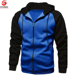 Sweat à capuche zippé à manches longues respirant pour l'hiver, logo personnalisé, séchage rapide, décontracté, homme, 2 pièces, 100% coton polaire, best-seller - Product Image 1