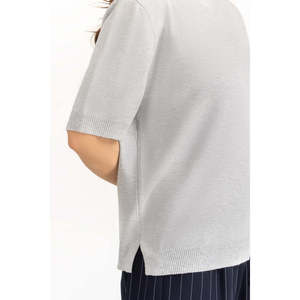 Top de Punto de Manga Corta para Mujer, Corte Holgado, Viscosa/Poliéster, WM-KTP-SS26-016 B, Cómodo, Elegante, Informal, Tela Suave, para Uso Diario - Product Image 4
