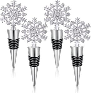 Christmas <b>Wine</b> Bottle Stopper Silver Snowflake Design Reusable Silicone <b>Wine</b> Stoppers Decorative Fresh Keeping Holidays - Product Image 1