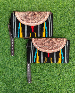Pochette en cuir usiné aztèque faite à la main femmes élégantes couverture de selle portefeuilles en cuir embrayages de bracelet en cuir usiné de haute qualité - Product Image 6