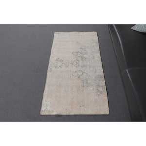 พรมตุรกีขนาดเล็ก, พรมวินเทจขนาด 2.1x4 ฟุต, พรมขนสัตว์สีเทาแบบอิคัต - Product Image 1