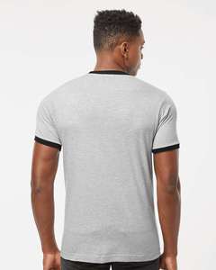 Camiseta de algodón de manga corta unisex, camiseta lisa con timbre para hombre, algodón gris jaspeado/negro para marca, camiseta personalizada para hombre - Product Image 3
