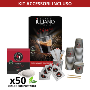 Capsules d'expresso Caffe Iuliano Classico 50 compostables avec kit d'accessoires pour la préparation du café - Product Image 1